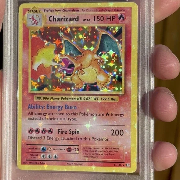 Charizard 11/108 HOLO BLEED Error Completely Covered PSA 8